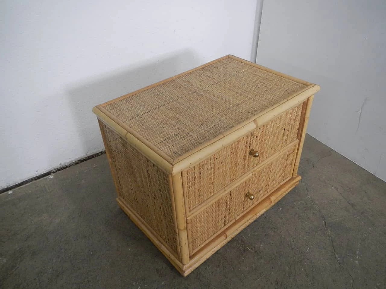 Chest of drawers in bamboo and wicker, 1960s 1365181