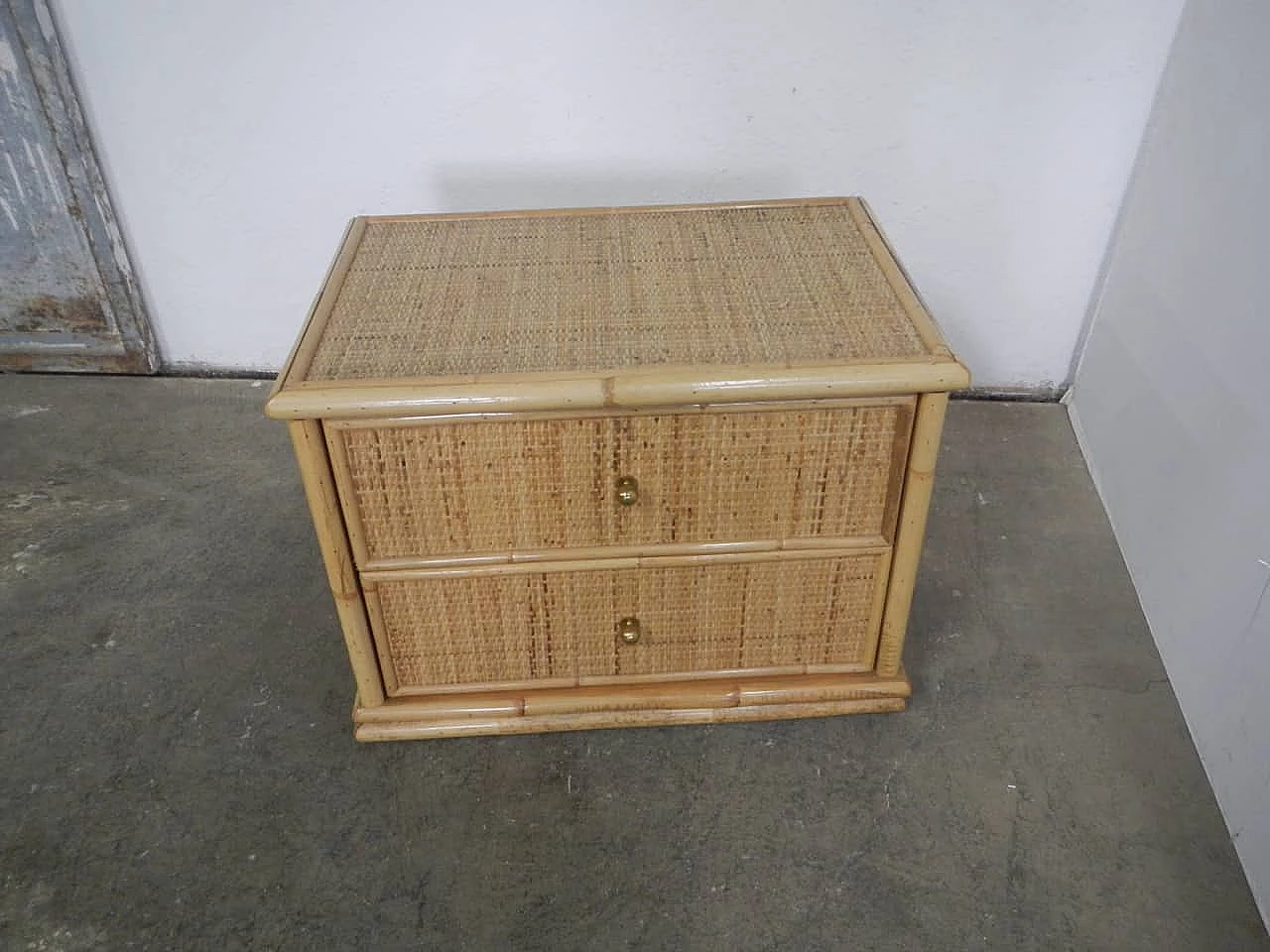 Chest of drawers in bamboo and wicker, 1960s 1365182