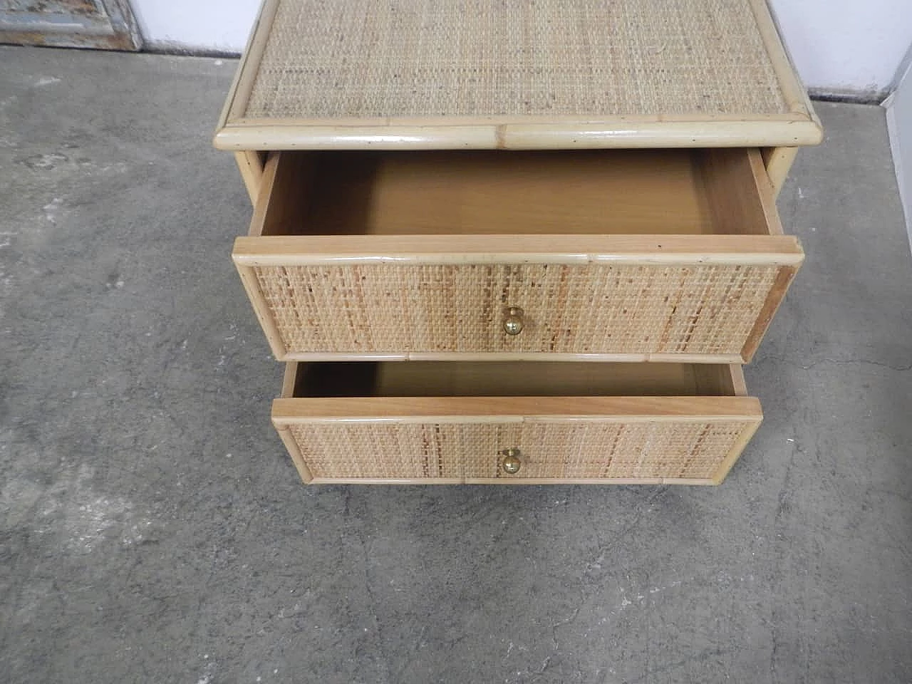 Chest of drawers in bamboo and wicker, 1960s 1365183