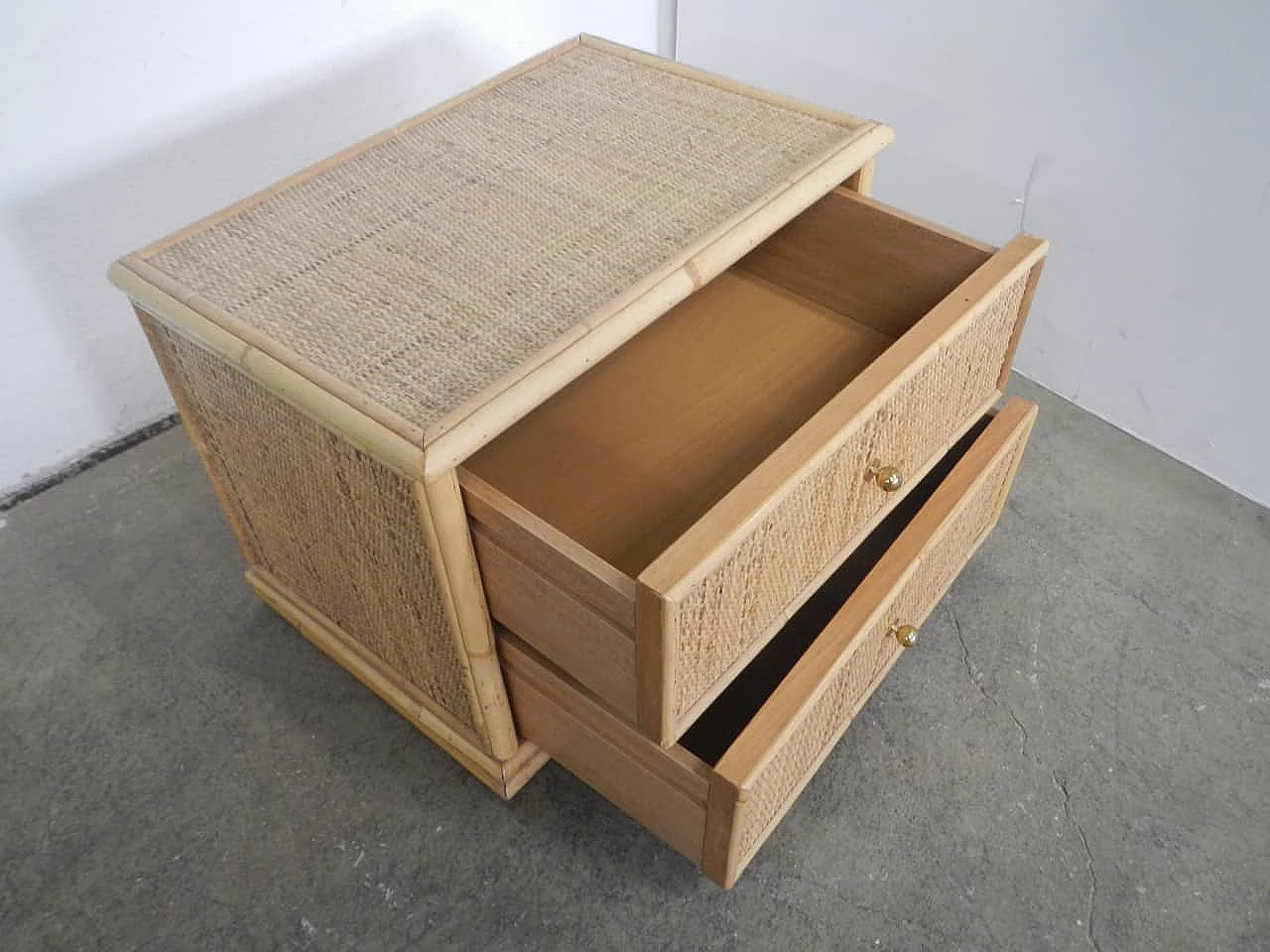 Chest of drawers in bamboo and wicker, 1960s 1365184
