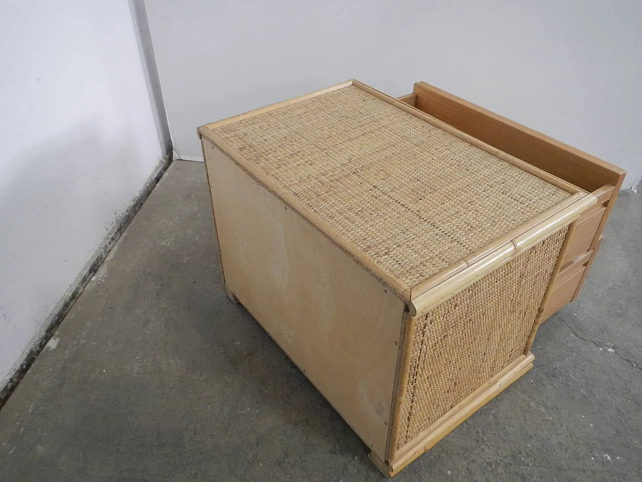 Chest of drawers in bamboo and wicker, 1960s 1365187
