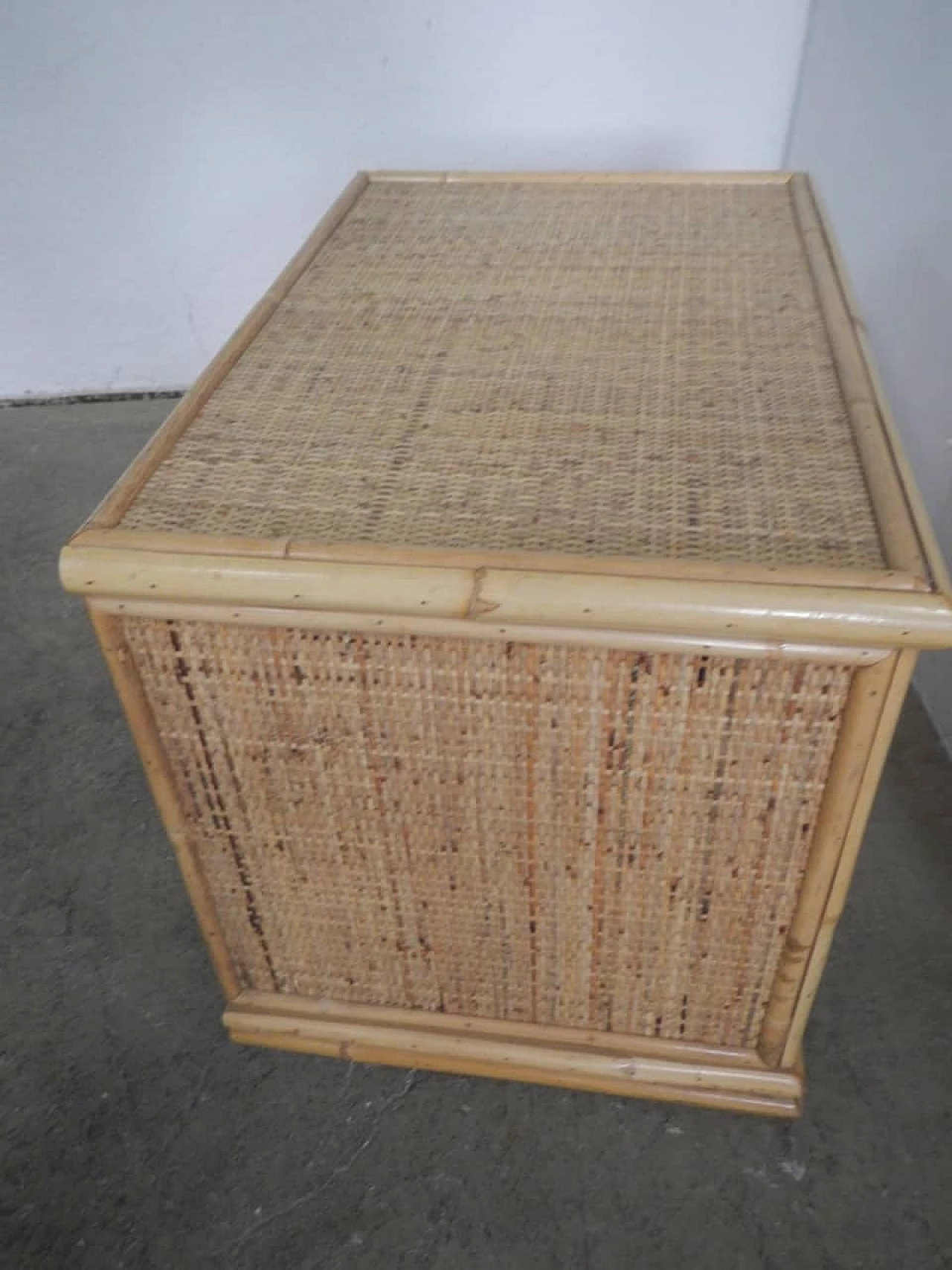 Chest of drawers in bamboo and wicker, 1960s 1365189