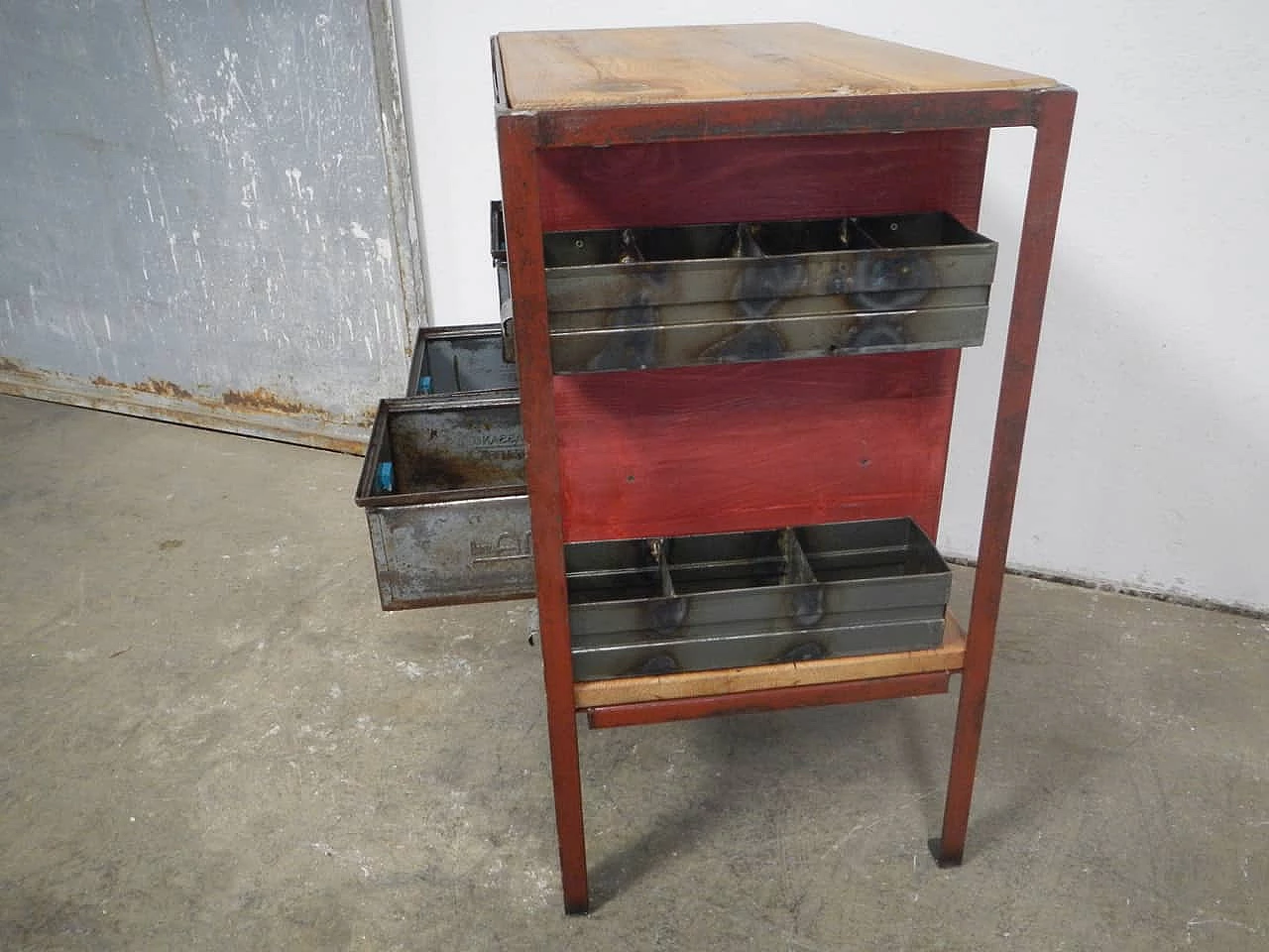 Industrial chest of drawers with metal drawers, 1950s 1365299