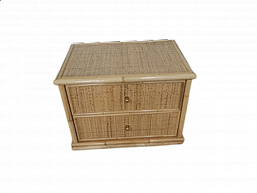 Chest of drawers in bamboo and wicker, 1960s