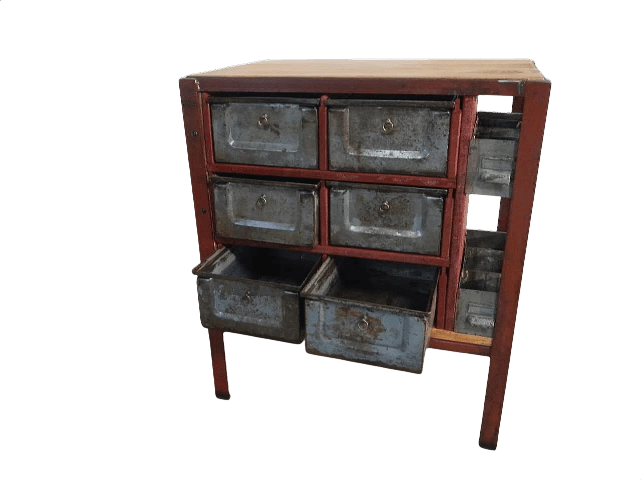 Industrial chest of drawers with metal drawers, 1950s 1365431