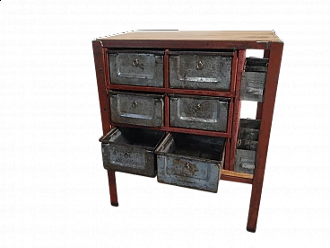 Industrial chest of drawers with metal drawers, 1950s