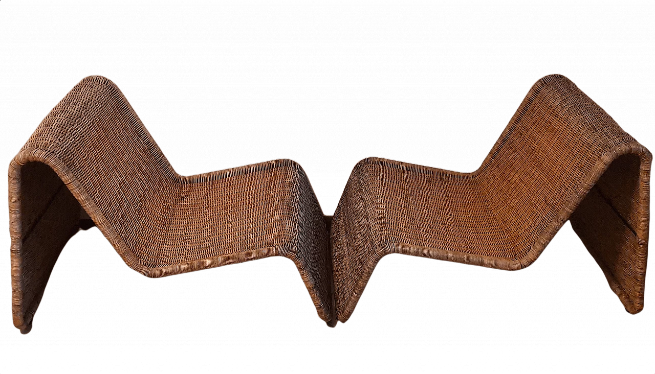Coppia di poltrone in vimini P3 Chair di Tito Agnoli per Bonacina, anni '70 1365432