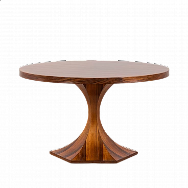 Clessidra round rosewood table by Carlo De Carli, 1960s
