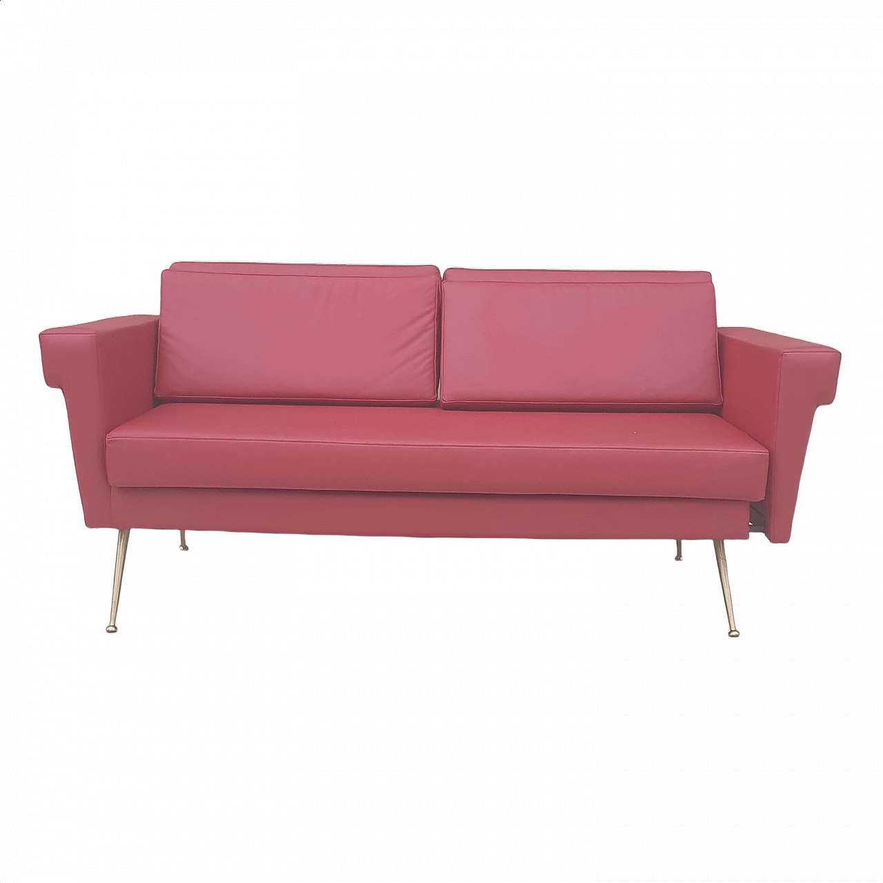 Divano rivestito in ecopelle, anni '50 1365468