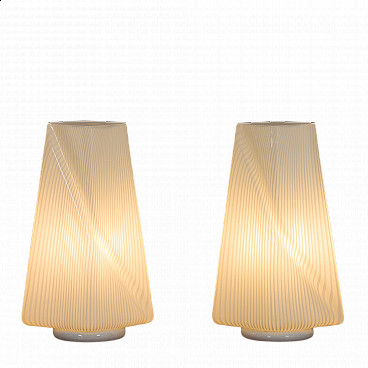 Pair of Murano glass table lamps in the style of Lino Tagliapietra, 1970s