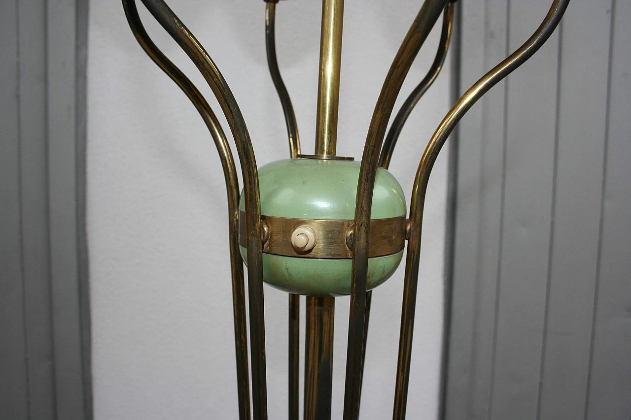 Floor lamp in ceramic and silk, 1950s 1365857