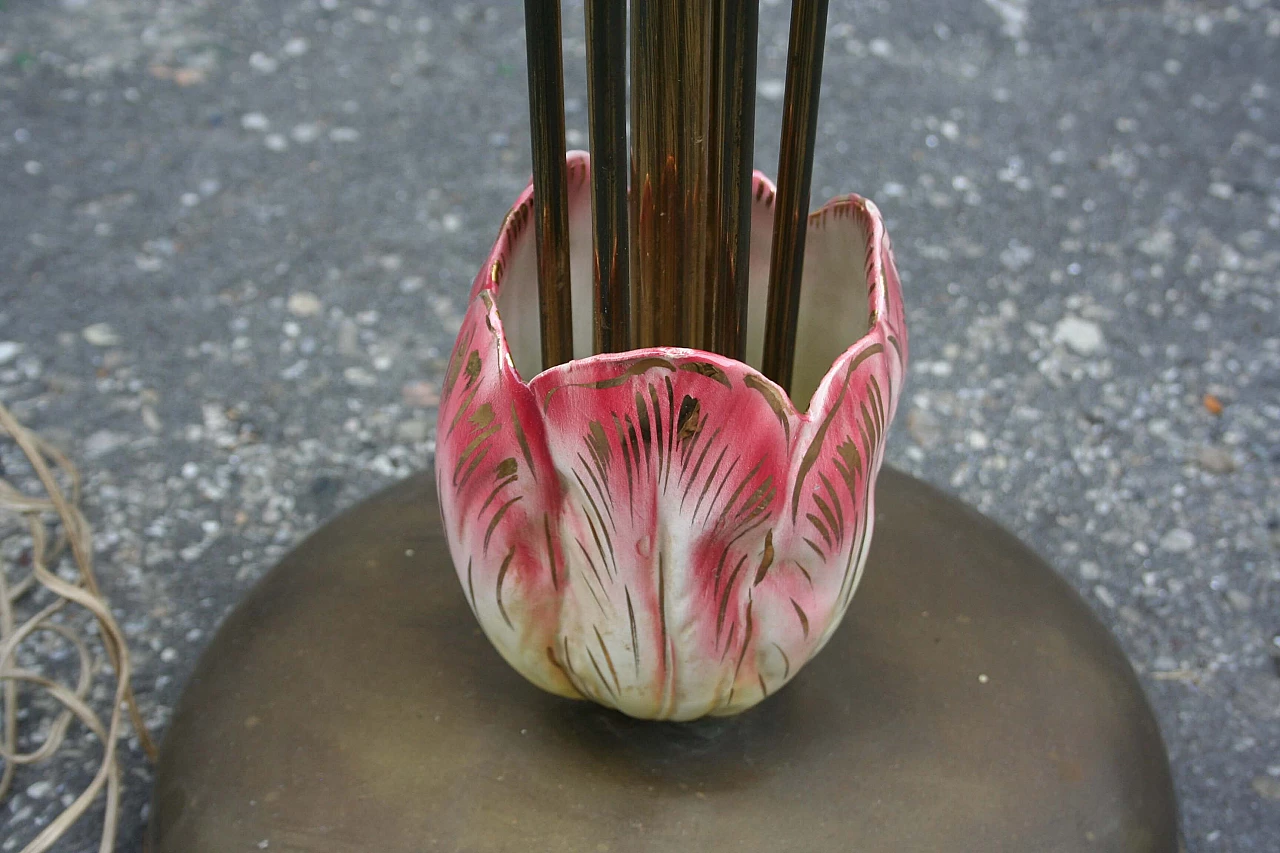 Lampada da terra in ceramica e seta, anni '50 1365865