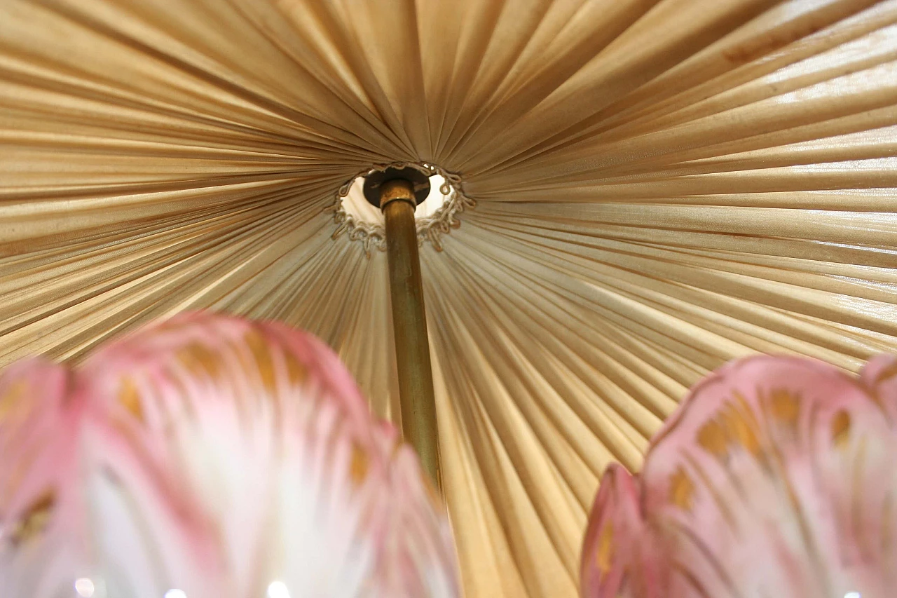 Lampada da terra in ceramica e seta, anni '50 1365866