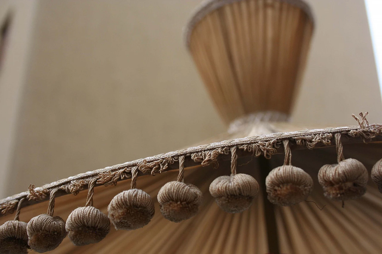 Lampada da terra in ceramica e seta, anni '50 1365867