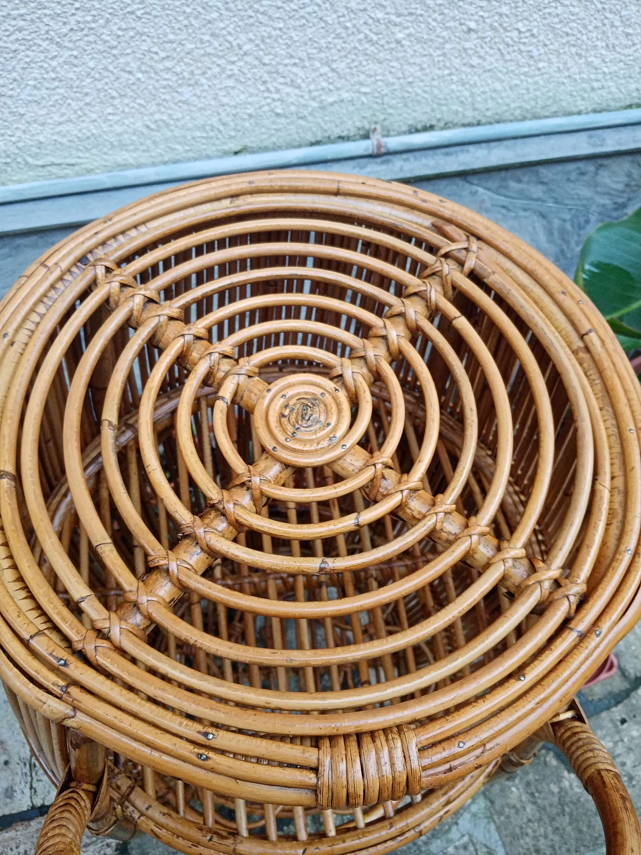 Carrello bar in vimini e bambù, anni '60 1365983