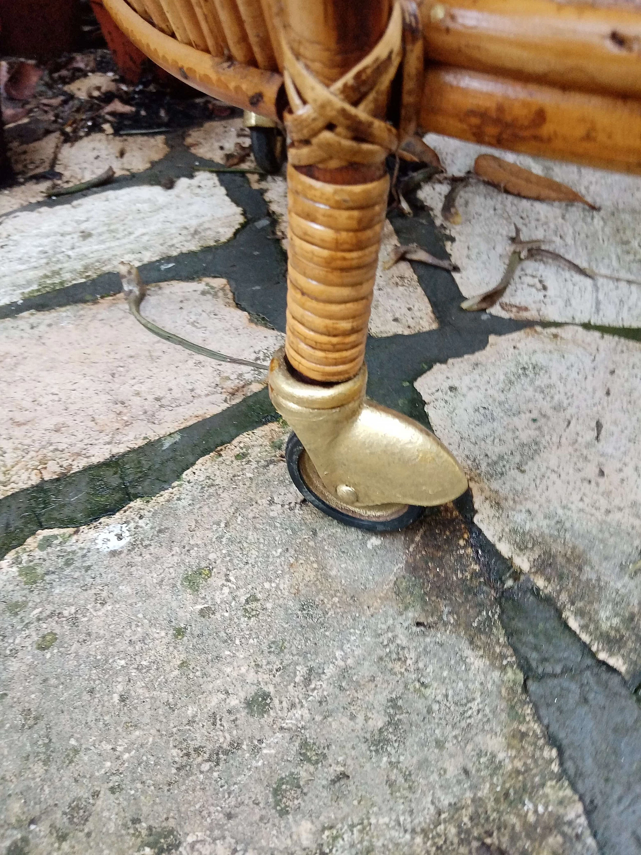 Carrello bar in vimini e bambù, anni '60 1365985