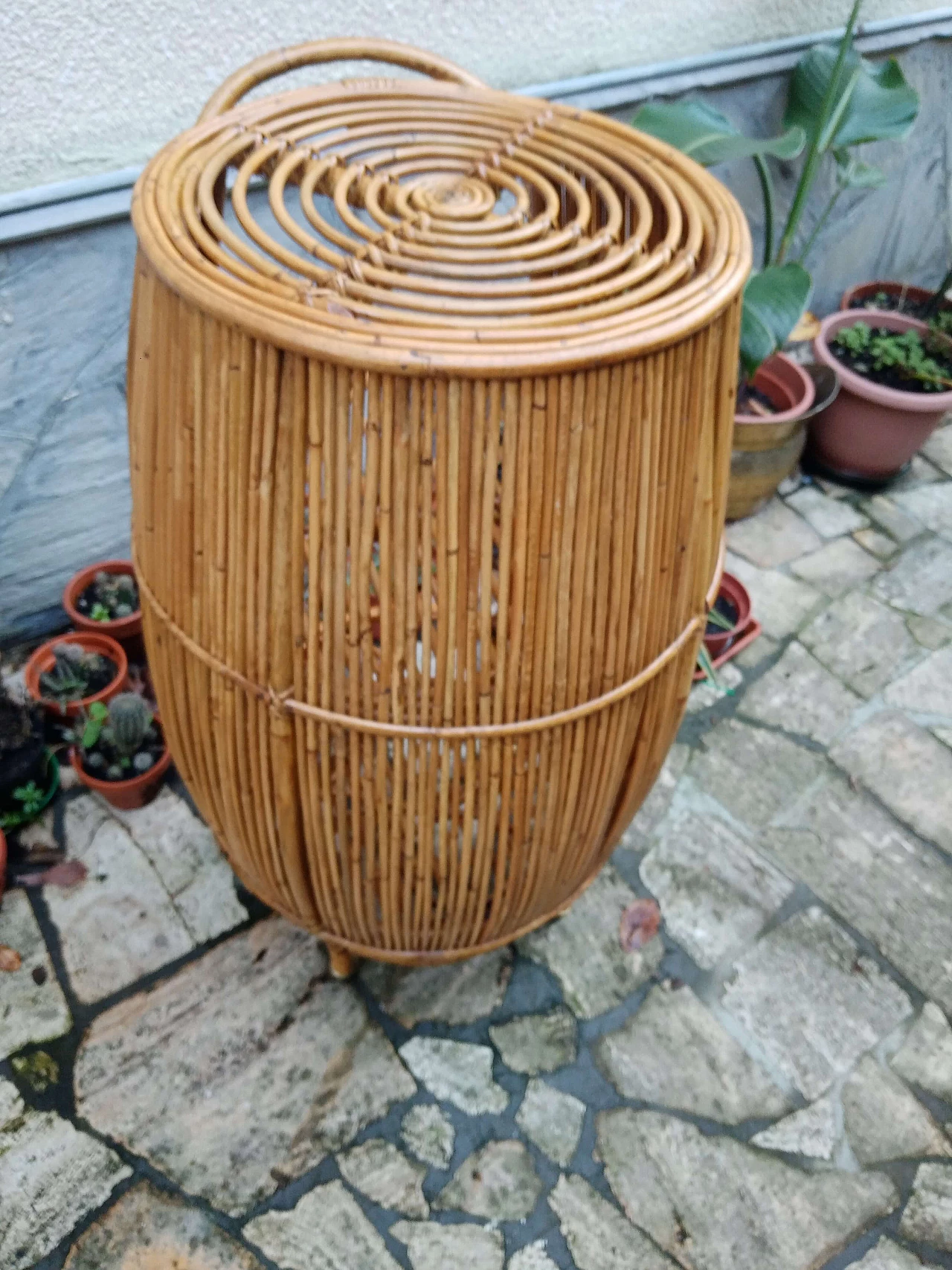 Carrello bar in vimini e bambù, anni '60 1365988