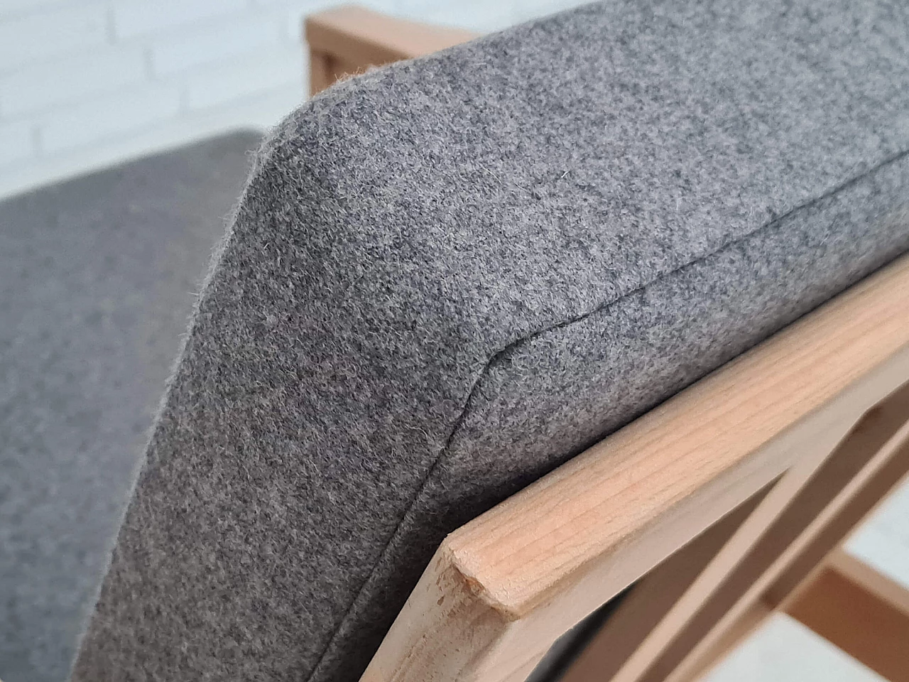 Danish beech armchair with wool cover, 1970s 1366355