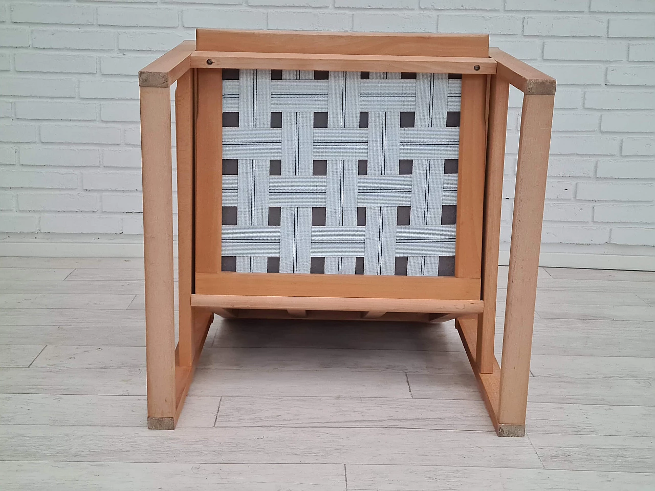 Danish beech armchair with wool cover, 1970s 1366360