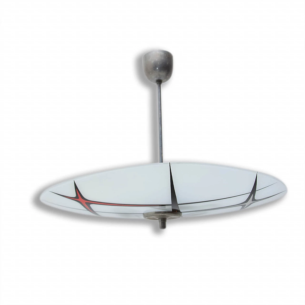 Lampadario Space Age in vetro e metallo cromato, anni '60 1366433