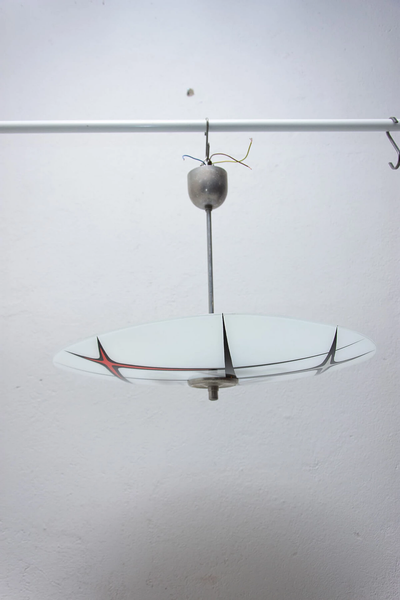 Lampadario Space Age in vetro e metallo cromato, anni '60 1366434