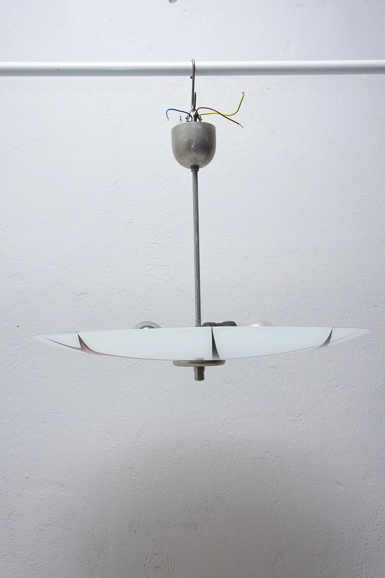 Lampadario Space Age in vetro e metallo cromato, anni '60 1366435