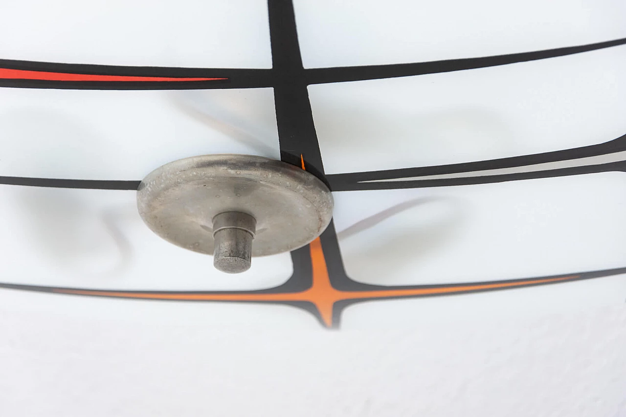 Lampadario Space Age in vetro e metallo cromato, anni '60 1366438