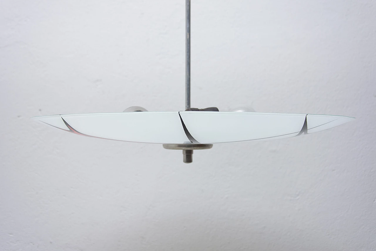 Lampadario Space Age in vetro e metallo cromato, anni '60 1366440