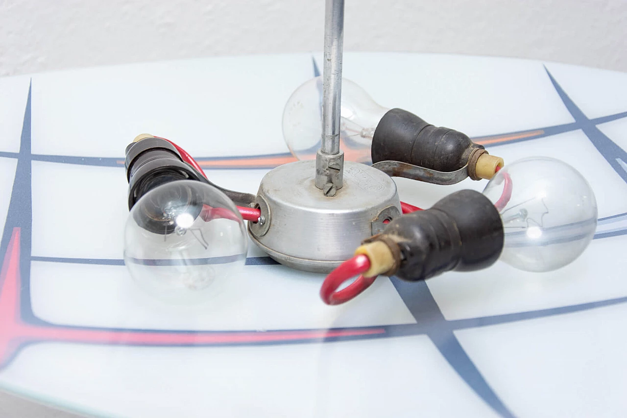 Lampadario Space Age in vetro e metallo cromato, anni '60 1366442