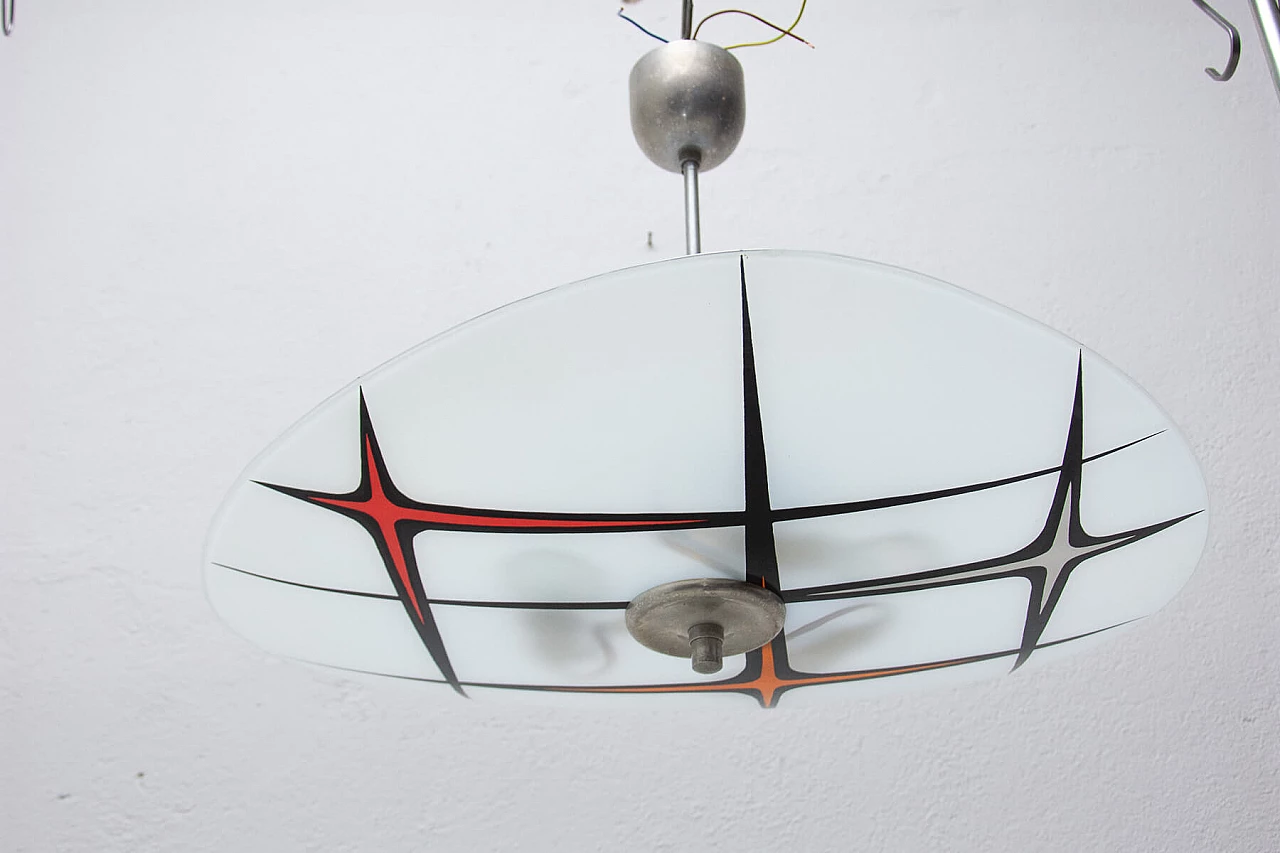 Lampadario Space Age in vetro e metallo cromato, anni '60 1366446