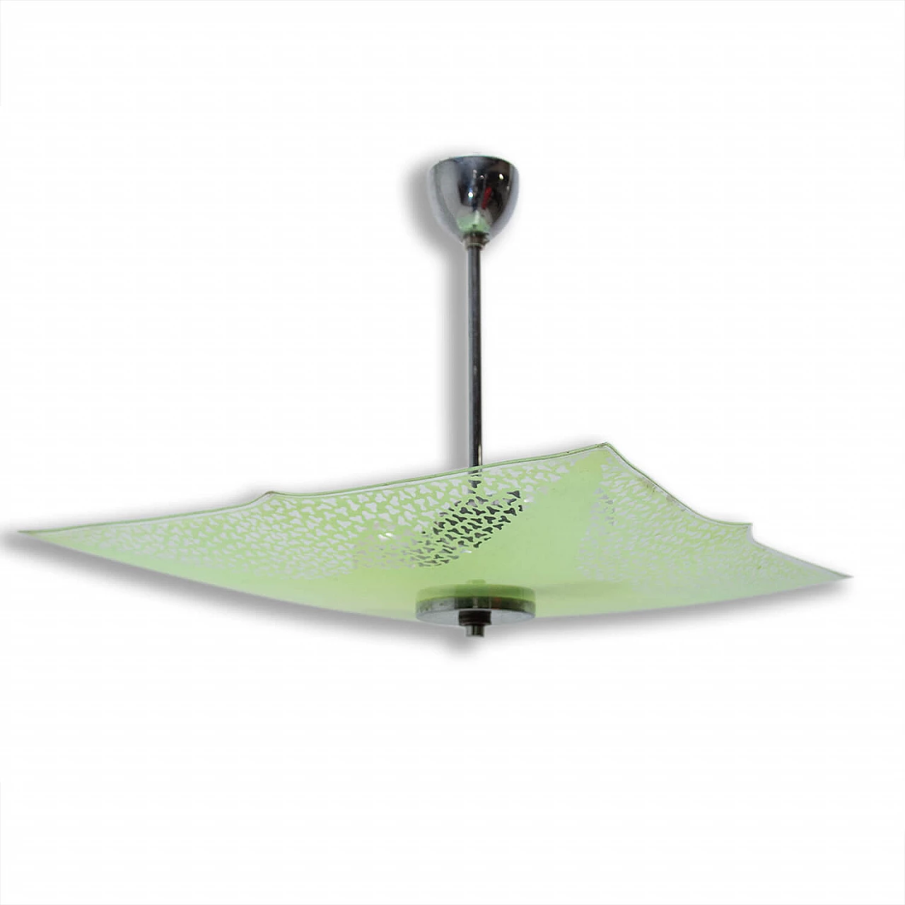 Lampadario in vetro verde, anni '60 1366458