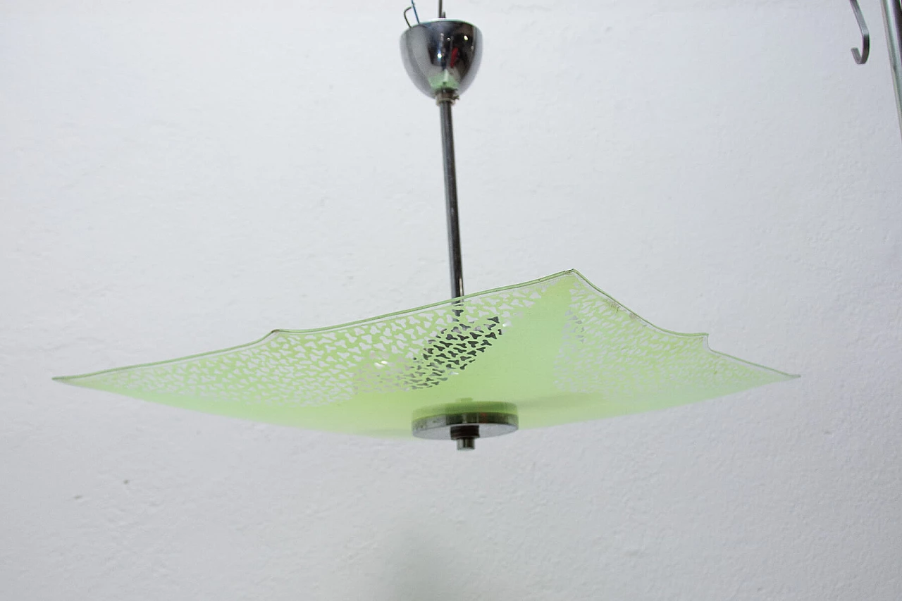 Lampadario in vetro verde, anni '60 1366459