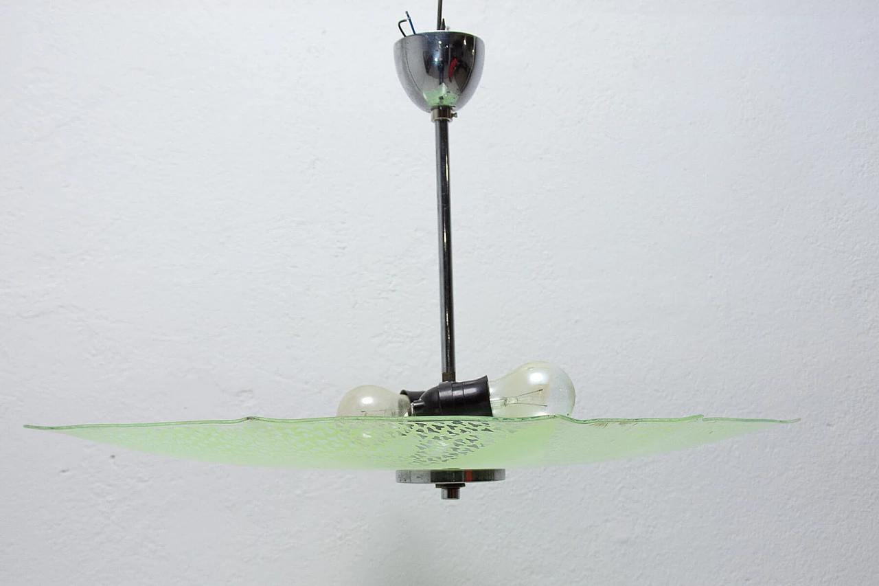 Lampadario in vetro verde, anni '60 1366460