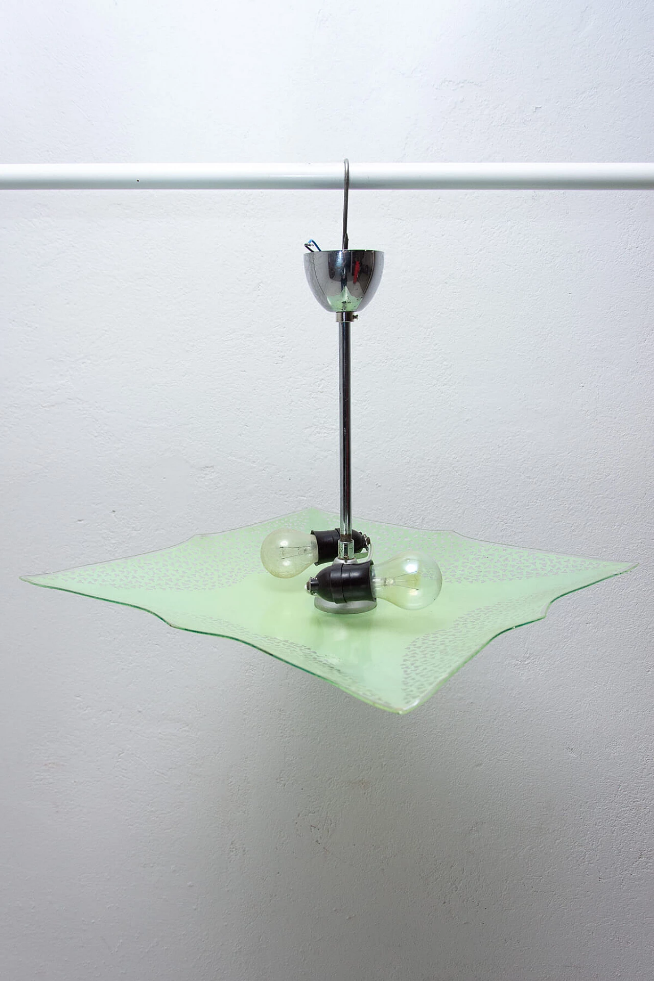 Lampadario in vetro verde, anni '60 1366461