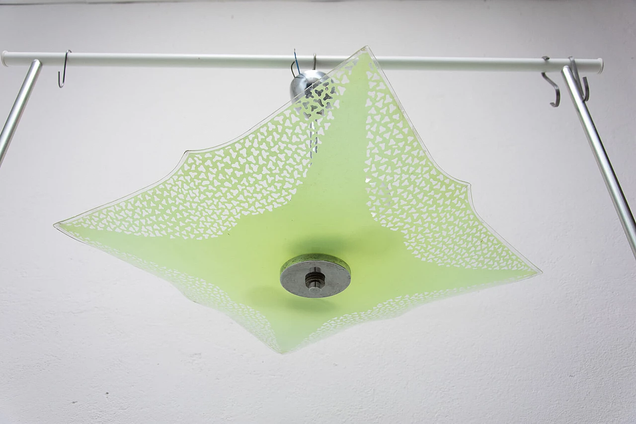 Lampadario in vetro verde, anni '60 1366462