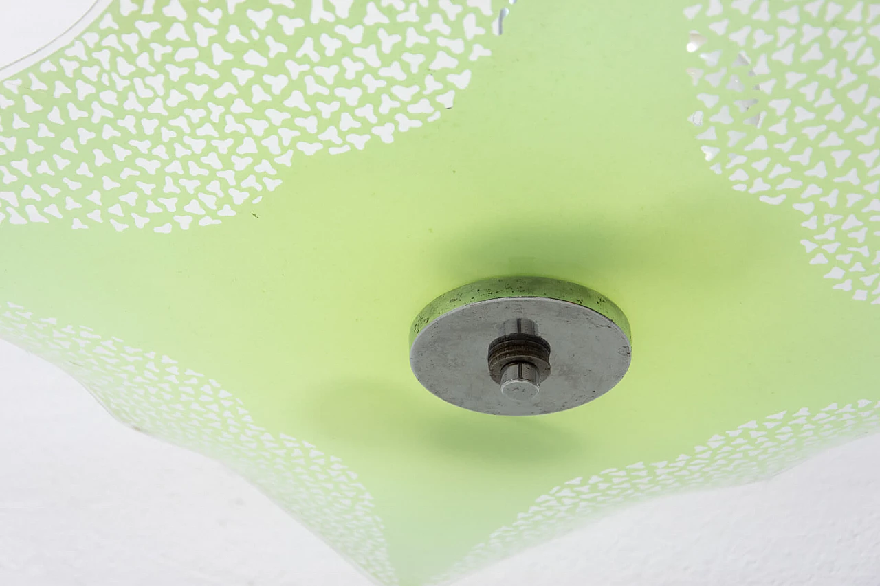 Lampadario in vetro verde, anni '60 1366464