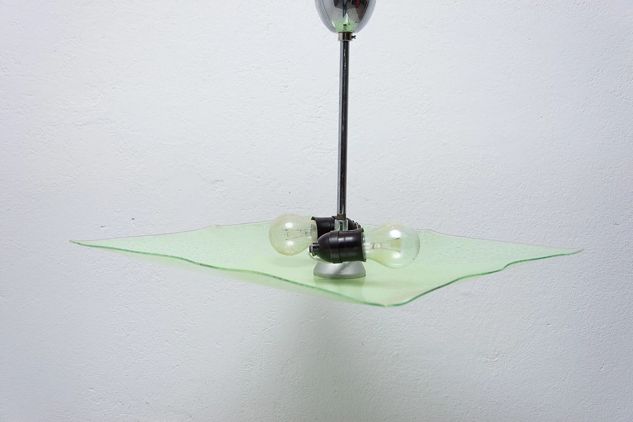 Lampadario in vetro verde, anni '60 1366465