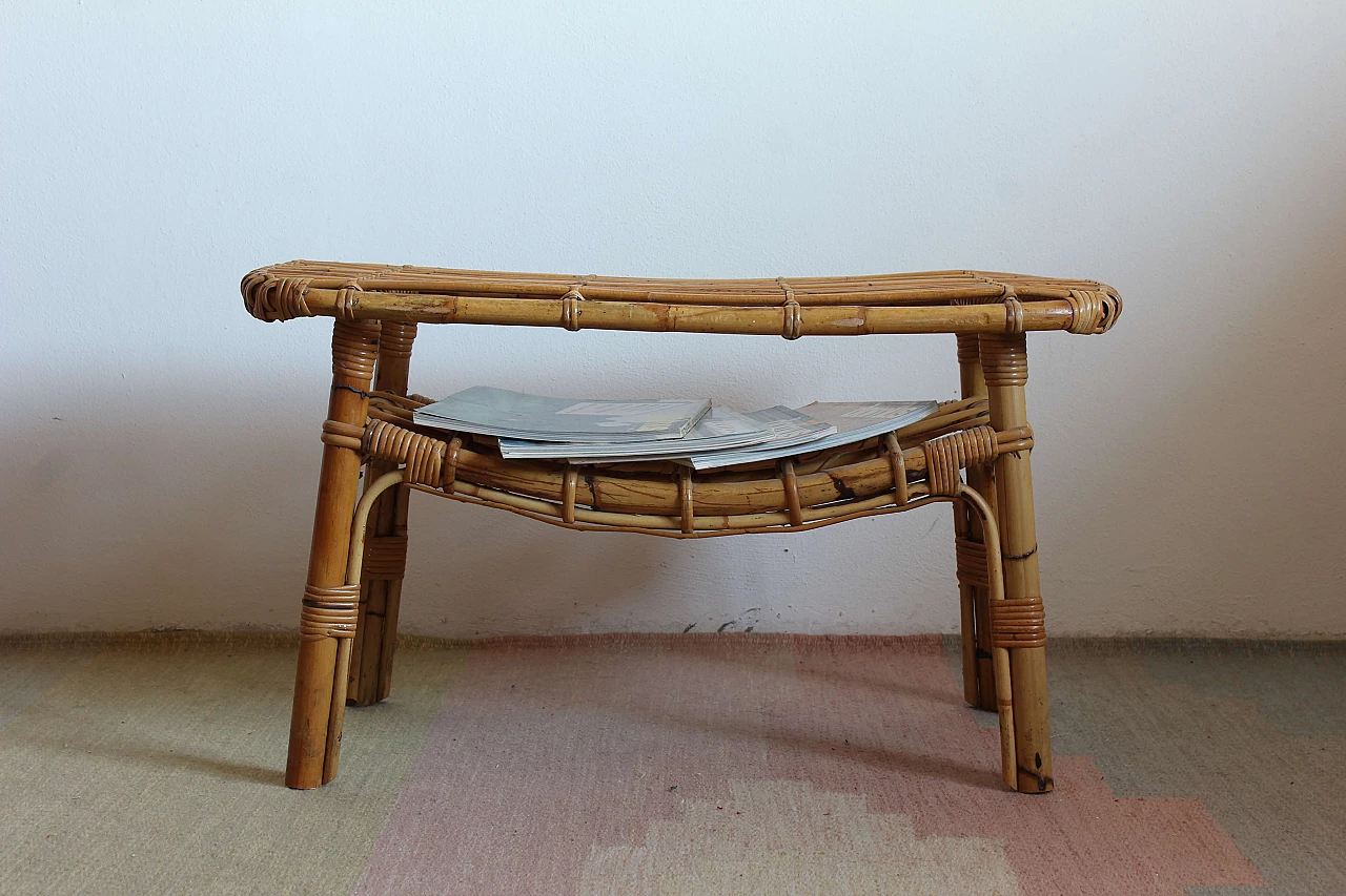 Wicker coffee table in the style of Tito Agnoli, 70s 1367160