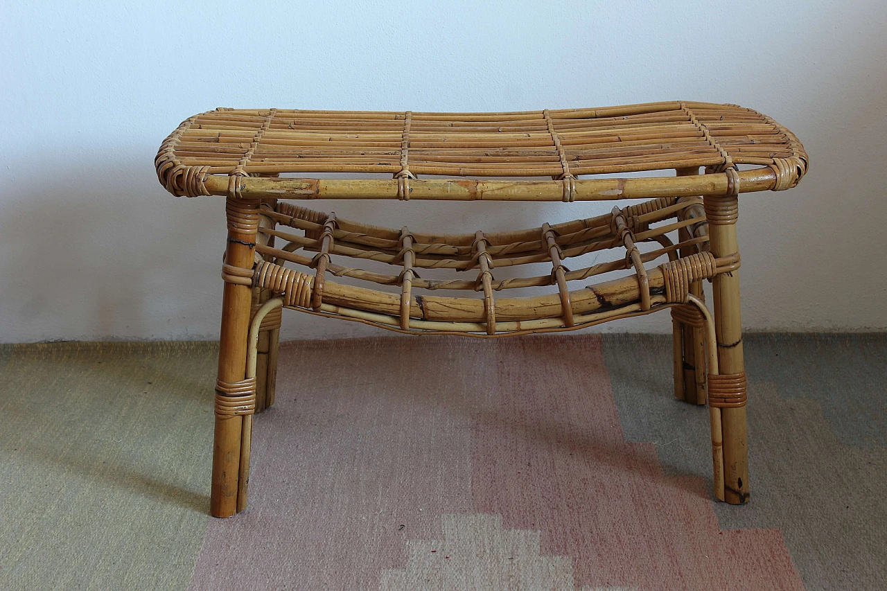 Wicker coffee table in the style of Tito Agnoli, 70s 1367163