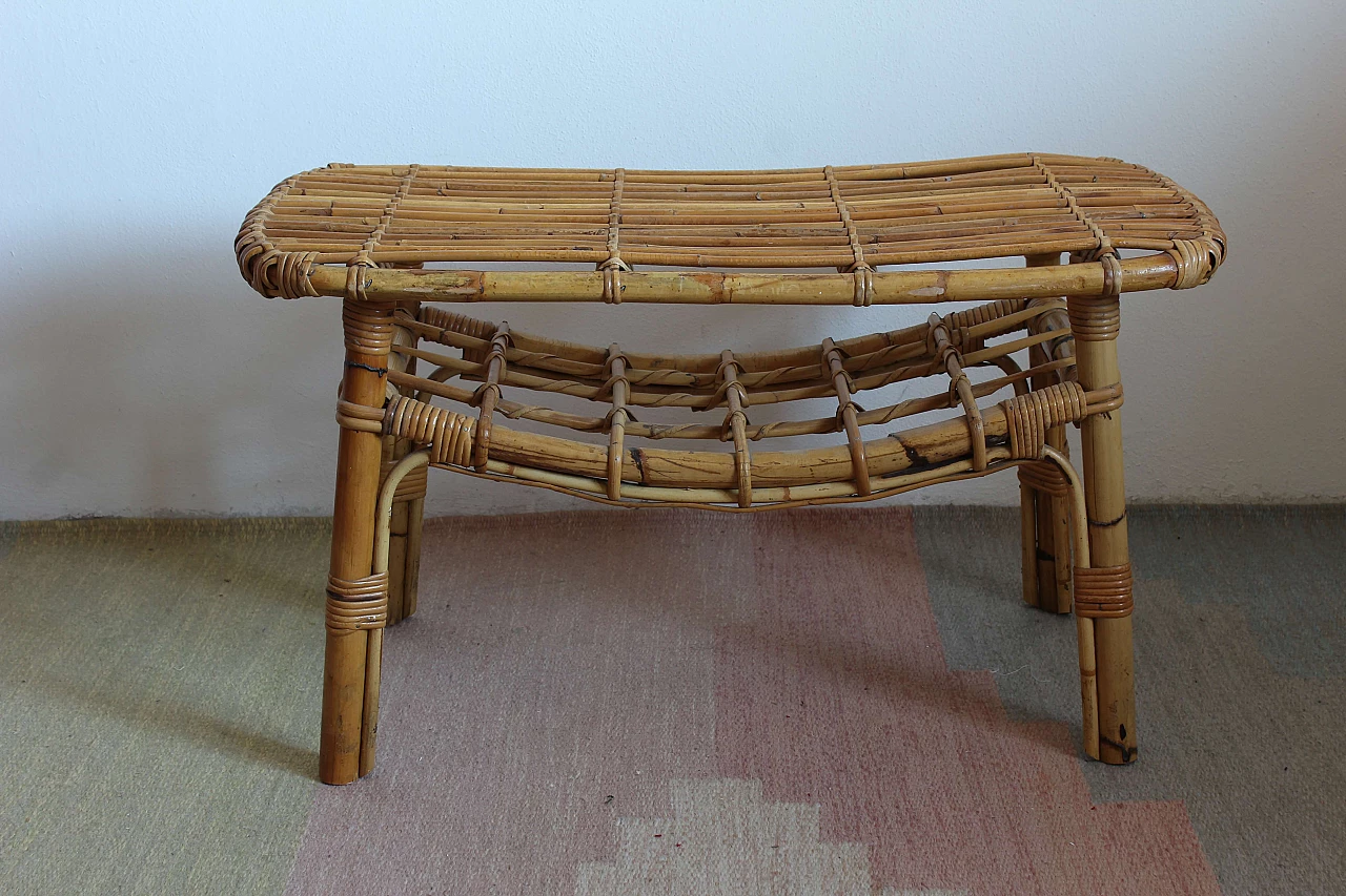 Wicker coffee table in the style of Tito Agnoli, 70s 1367164