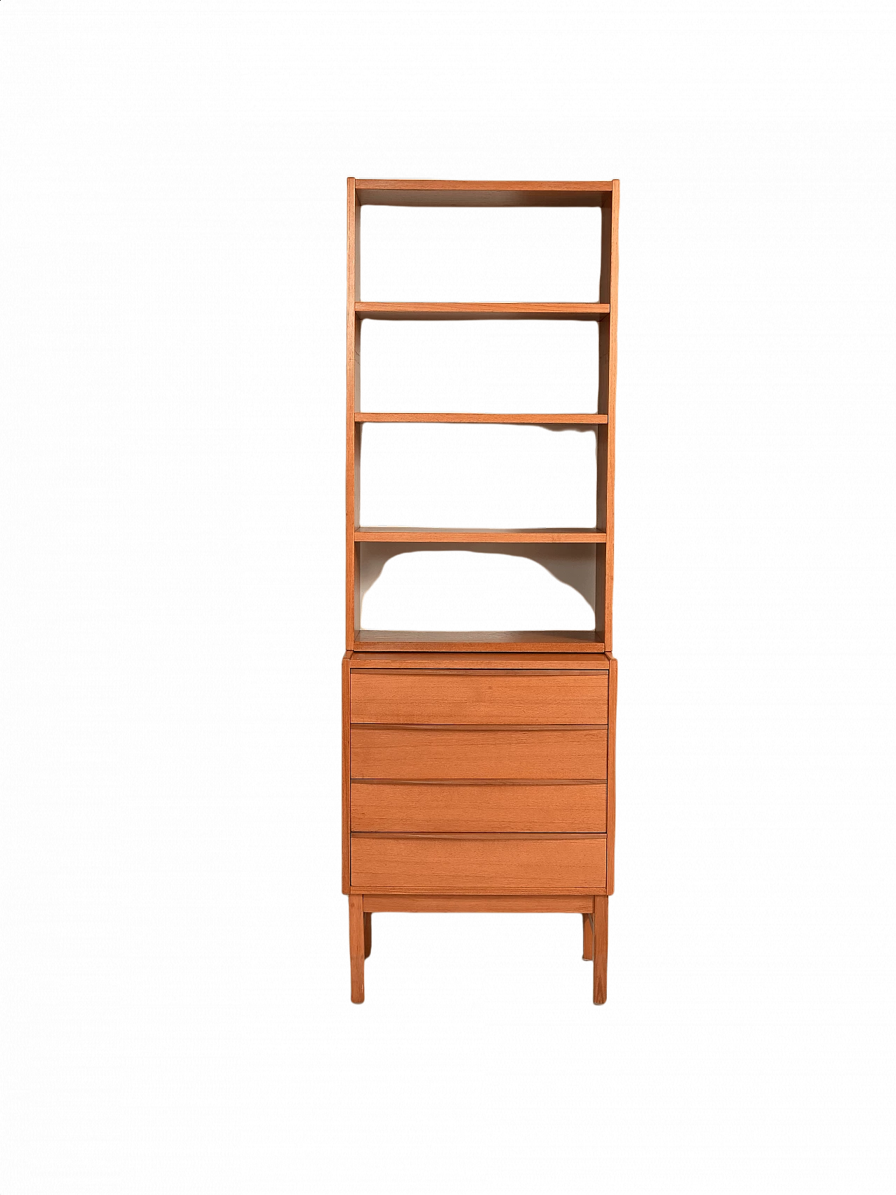Slim teak bookcase with drawers, 1960s 1367286