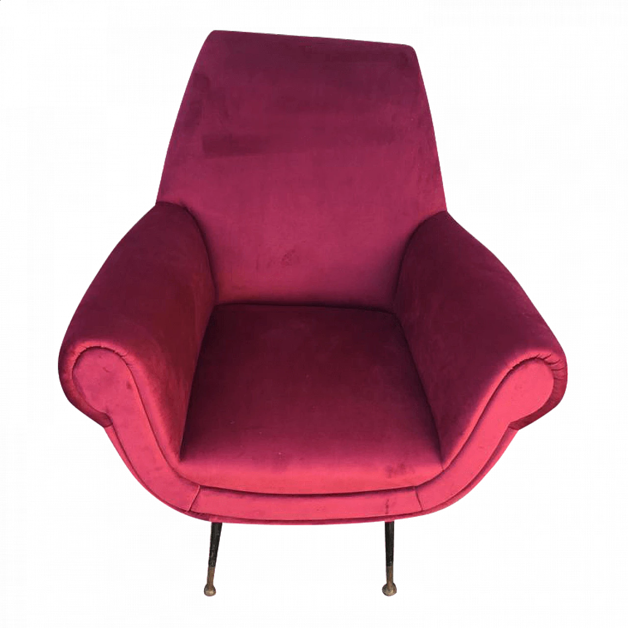 Poltrona in velluto viola di Gigi Radice, anni '60 1367315