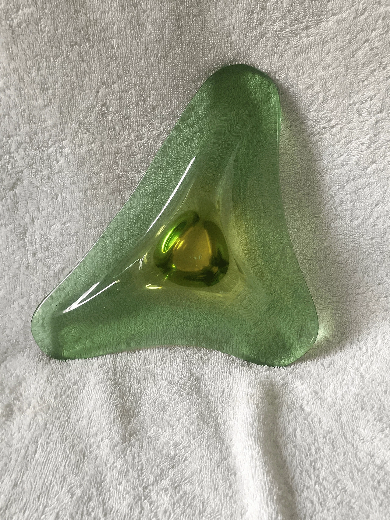 Posacenere in vetro sommerso di Murano verde Seguso, anni '70 1367369