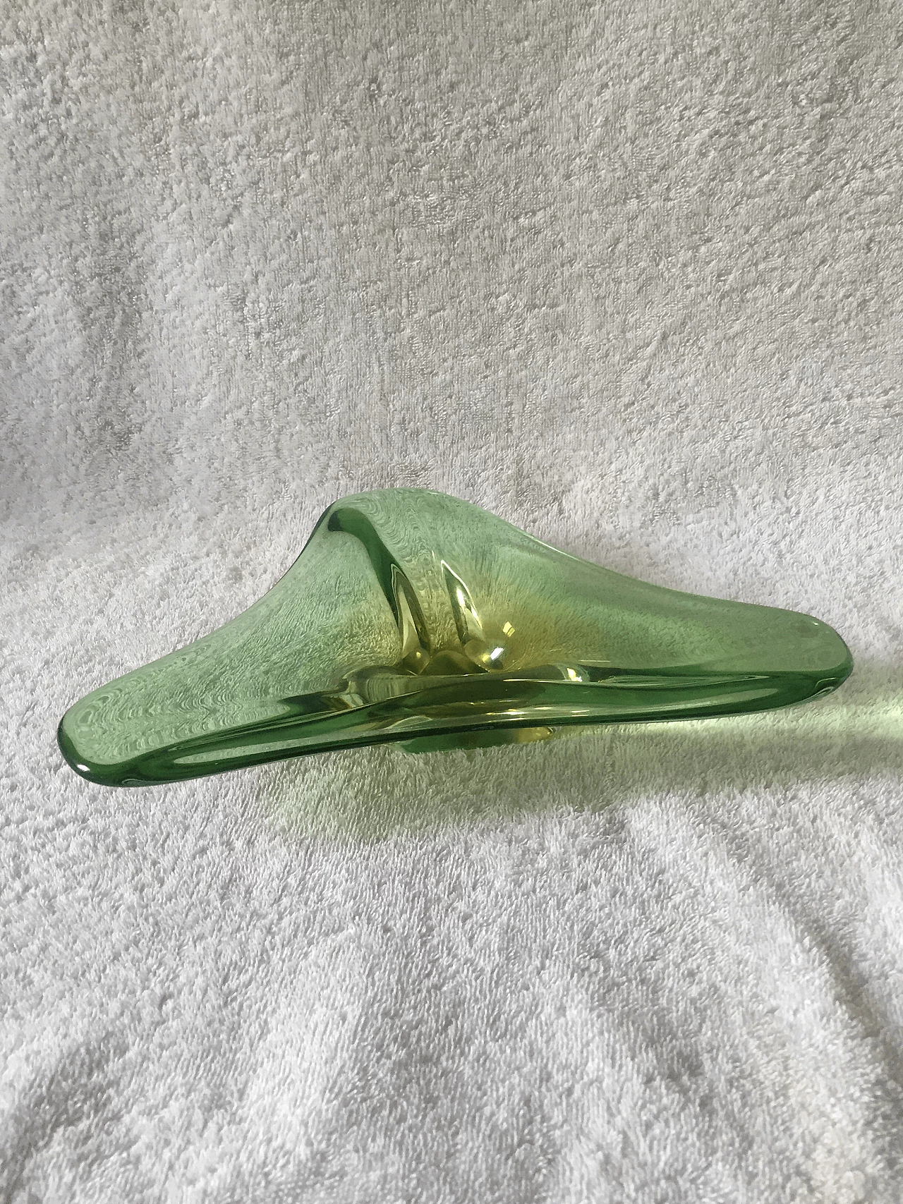 Posacenere in vetro sommerso di Murano verde Seguso, anni '70 1367375