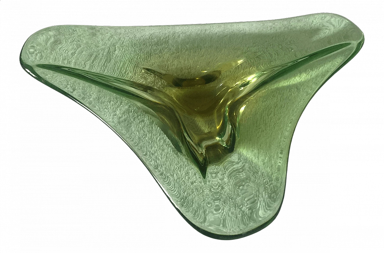 Posacenere in vetro sommerso di Murano verde Seguso, anni '70 1367379