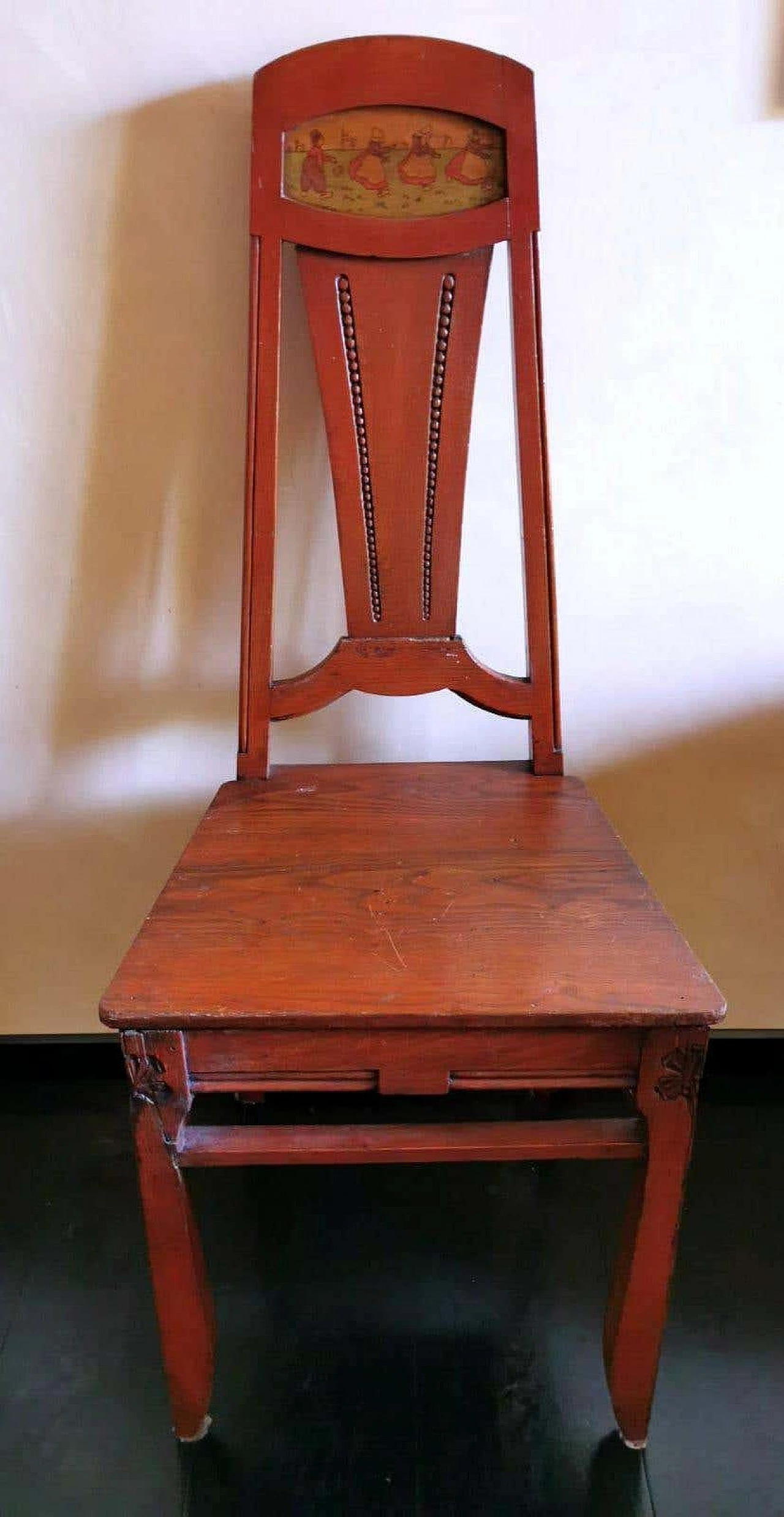 Art deco oak chair with painted panel, 1920s 1367463