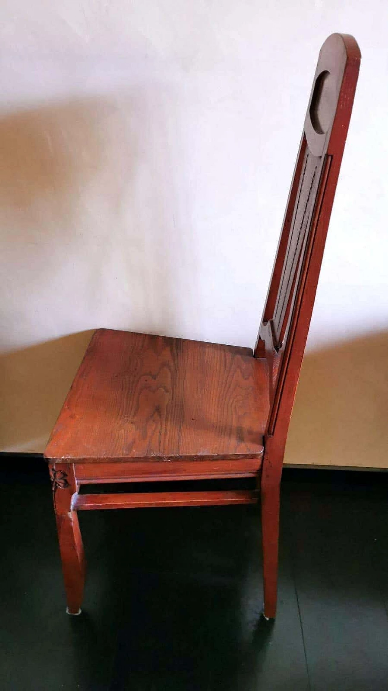 Art deco oak chair with painted panel, 1920s 1367465
