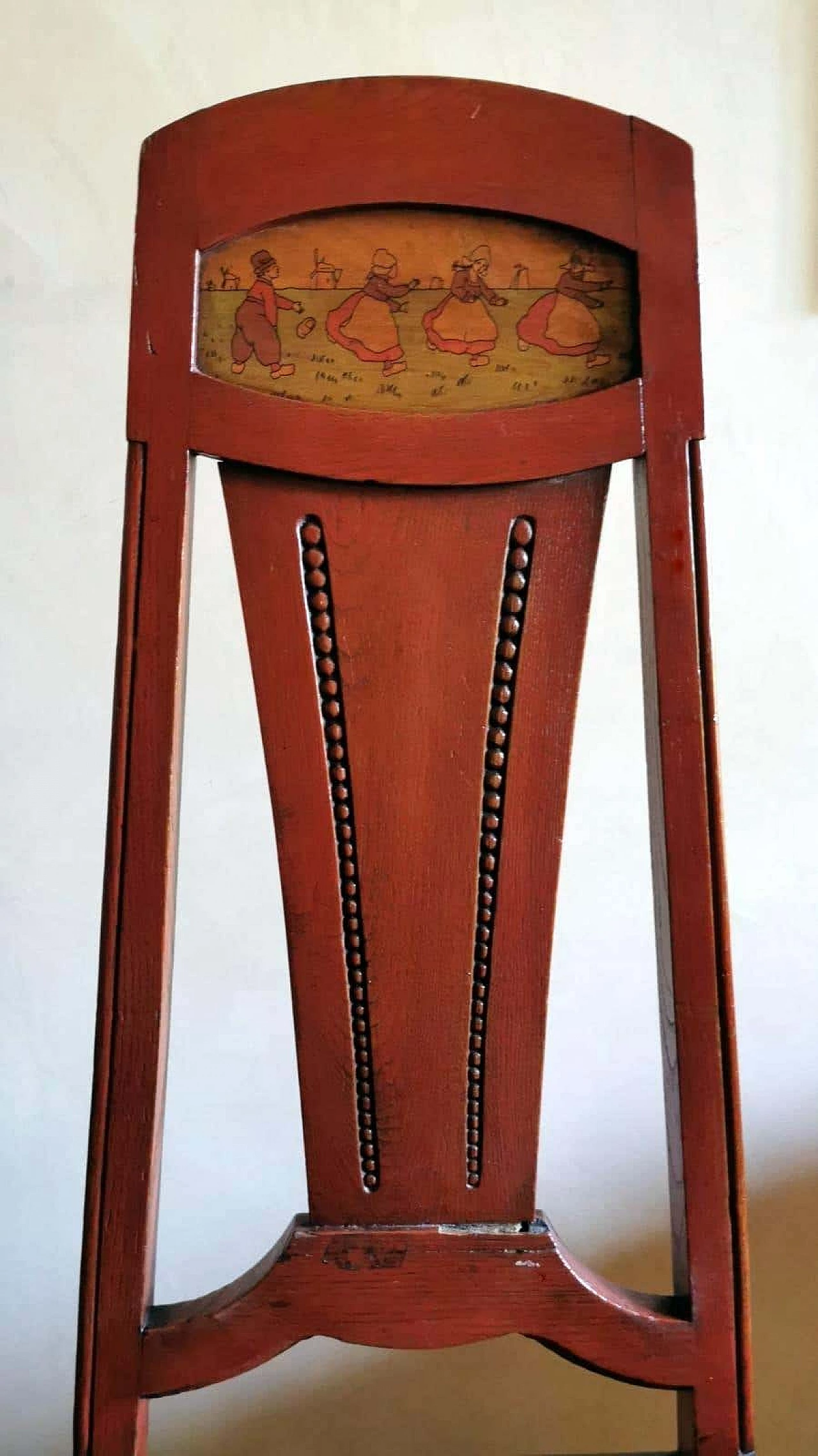 Art deco oak chair with painted panel, 1920s 1367467