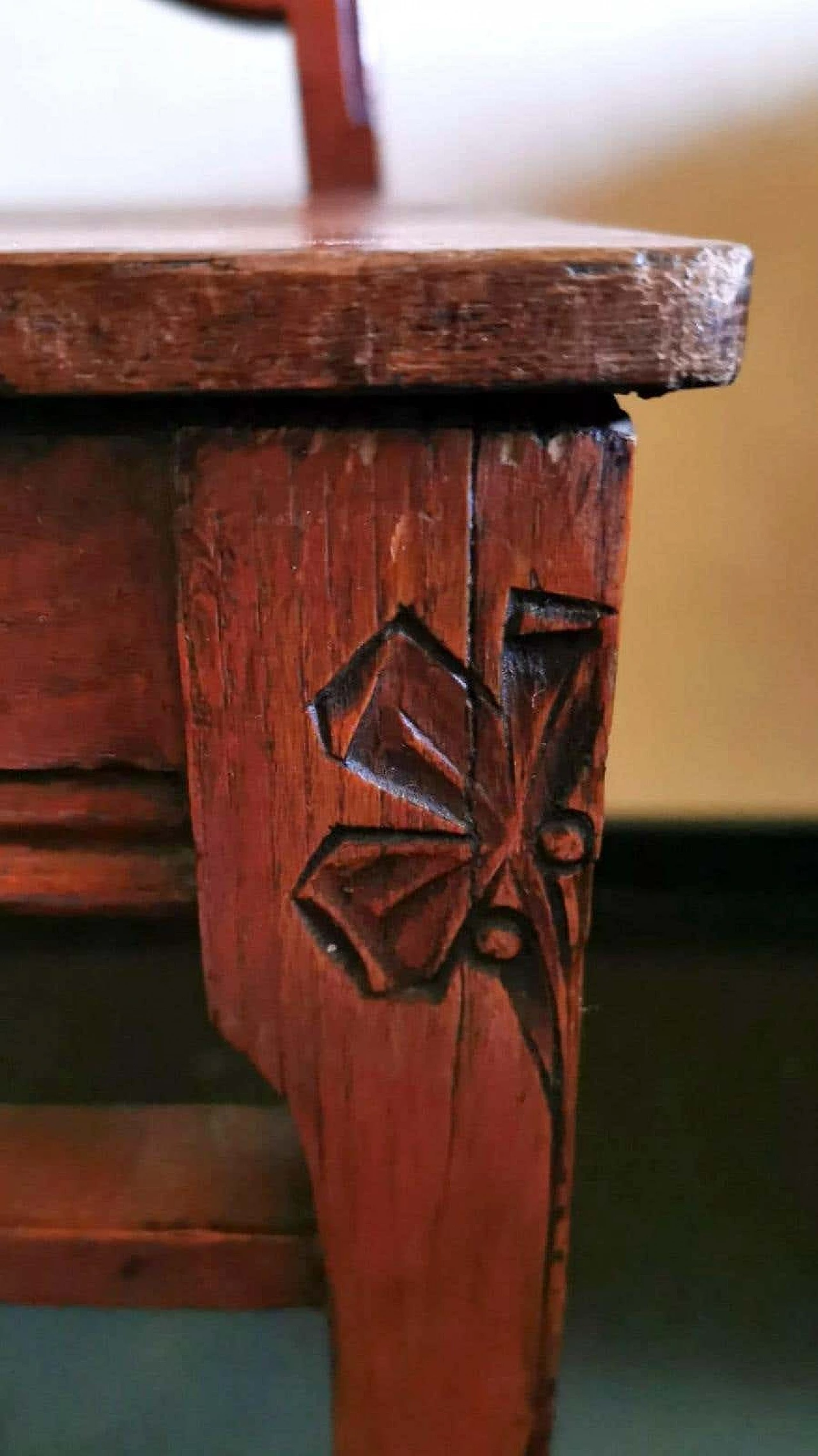 Art deco oak chair with painted panel, 1920s 1367471