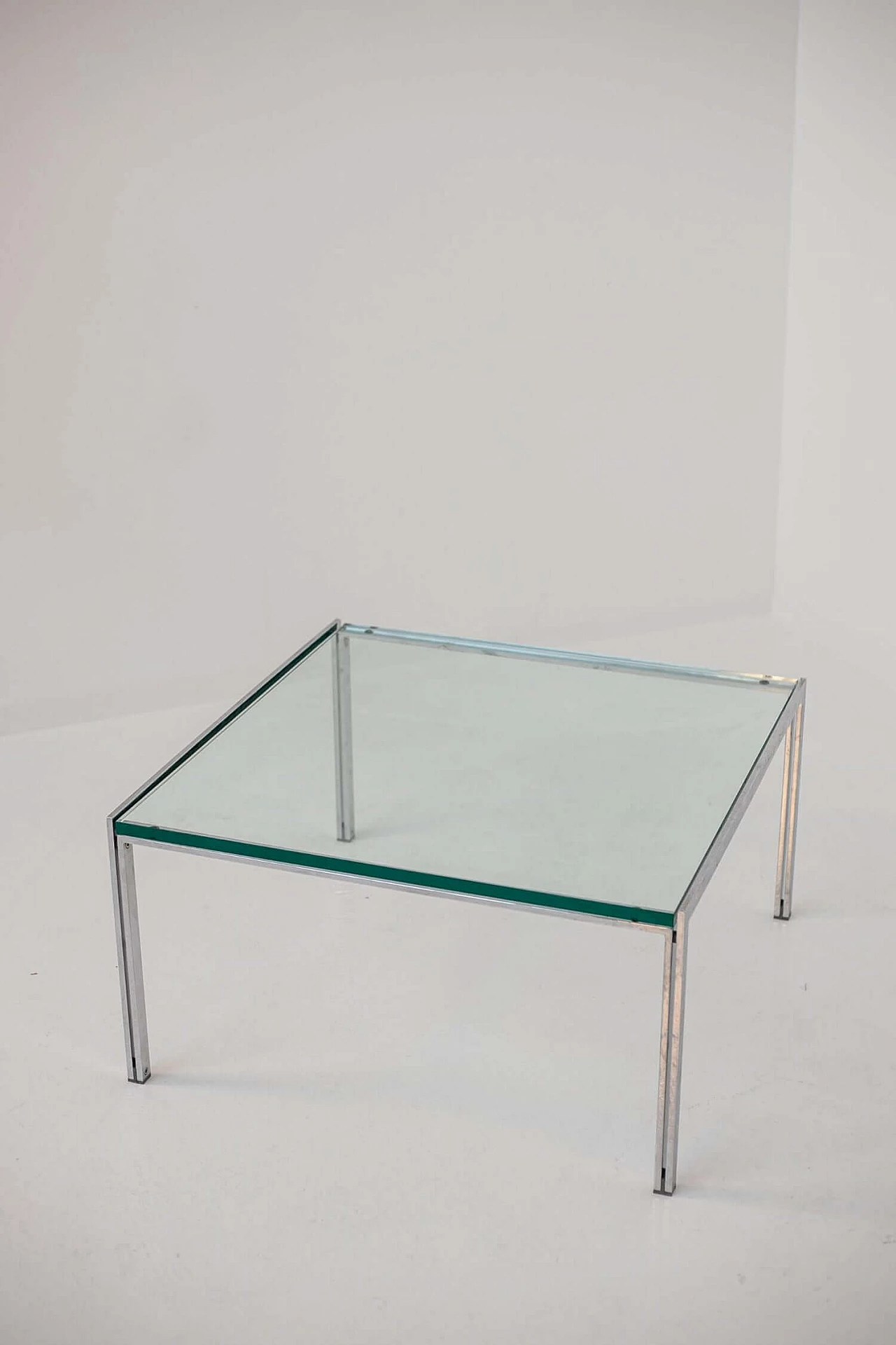 Luar coffee table in steel with thick glass top by Ross Littell for ICF, 70s 1367494
